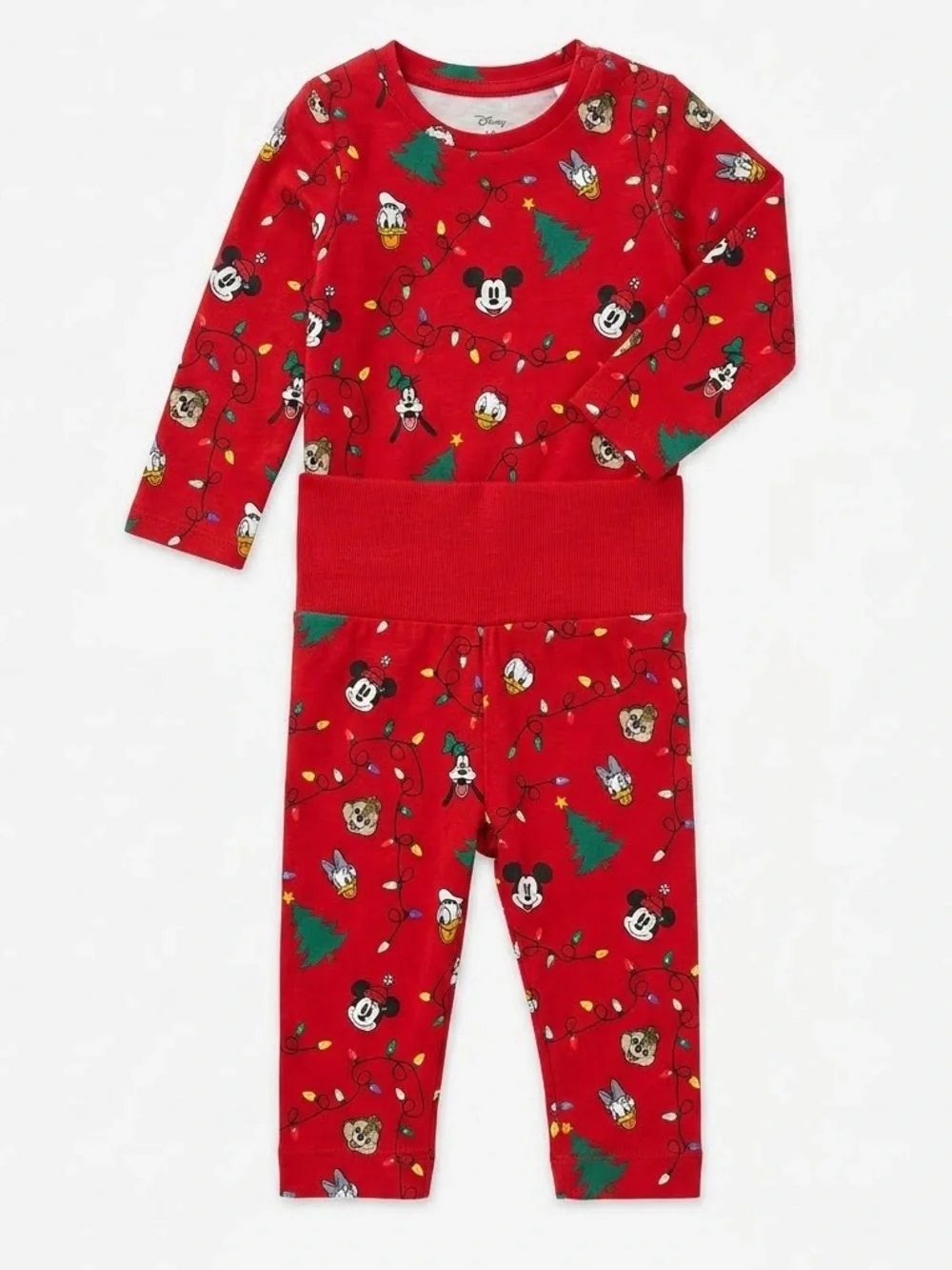 H&M Disney Mickey & Friends Christmas Pajama Set 4-6M Red Holiday